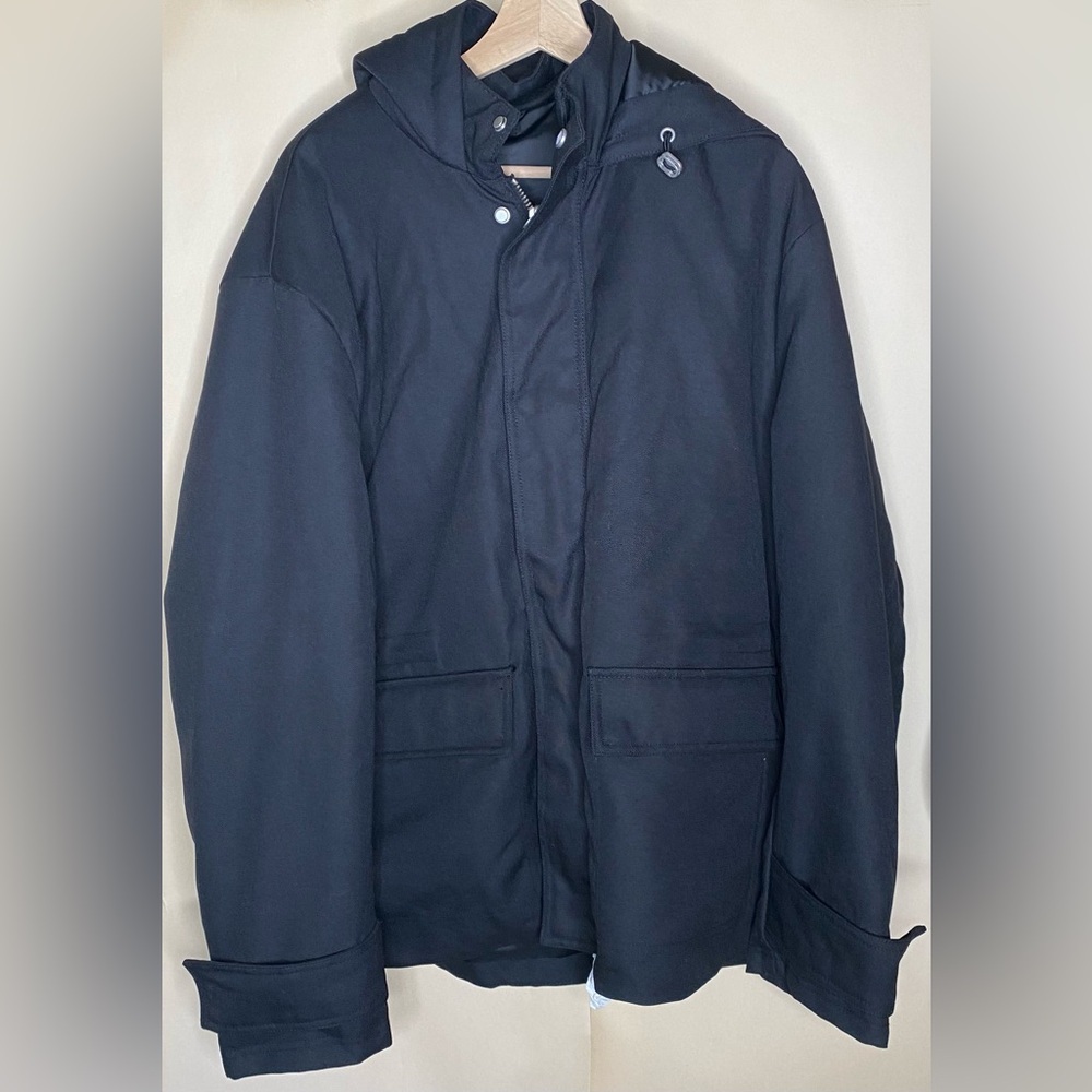 Zara New Men’s Padded Hooded Parka Black Sz Large - Picture 8 of 14
